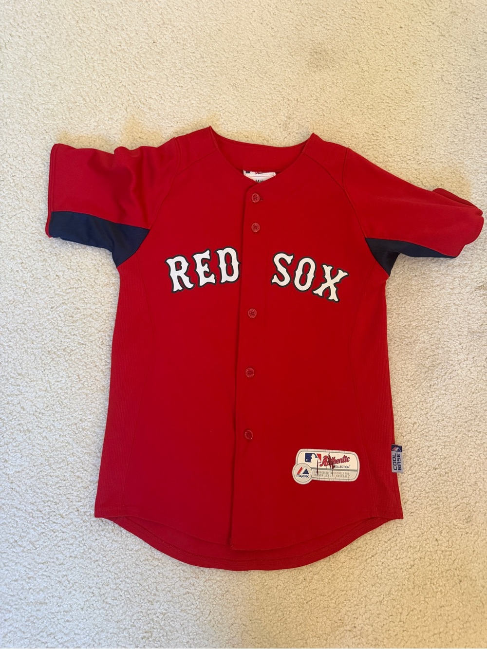 Boston Red Sox Dustin Pedroia #15 Majestic Youth Jersey 10/12 Red MLB